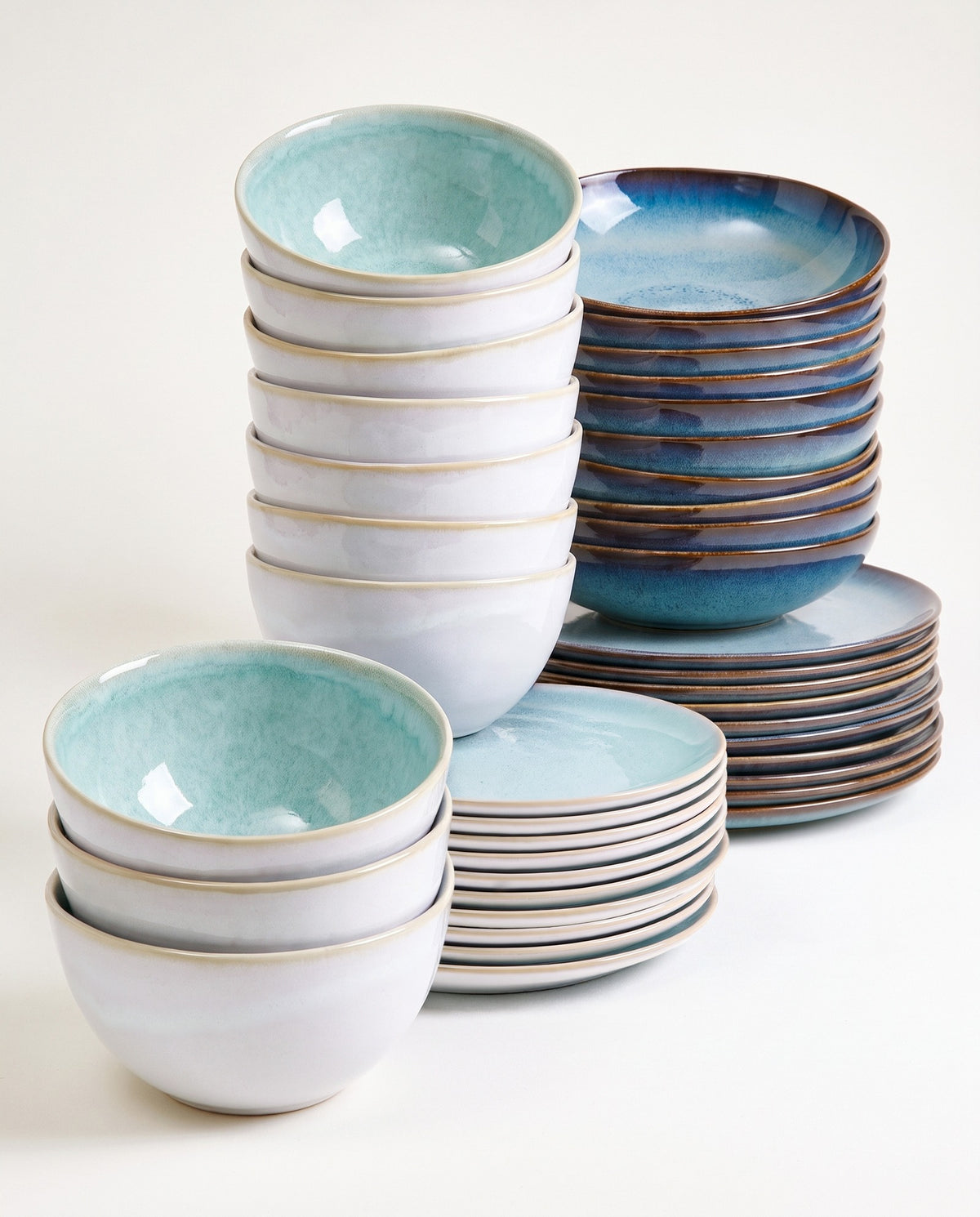 Tableware set Ocean Vibes green-blue mint 40 pieces
