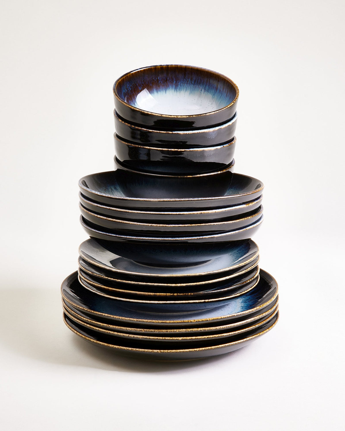 Alcachofra Geschirr-Set schwarzblau 16-teilig