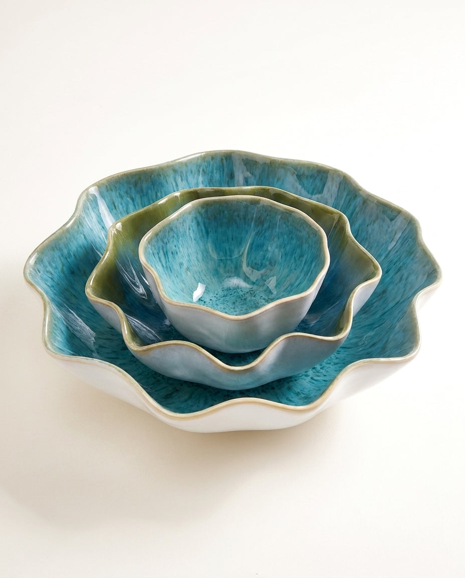 Areia - Serviesset shell aqua 3-delig
