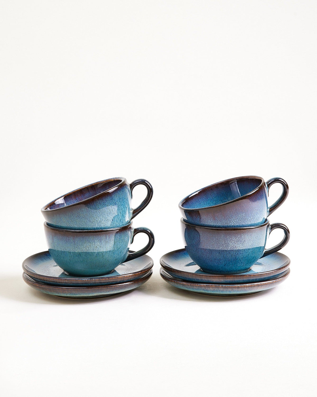 Madeira Cappuccinotasse & Untertasse klein classic grünblau 4er-Set