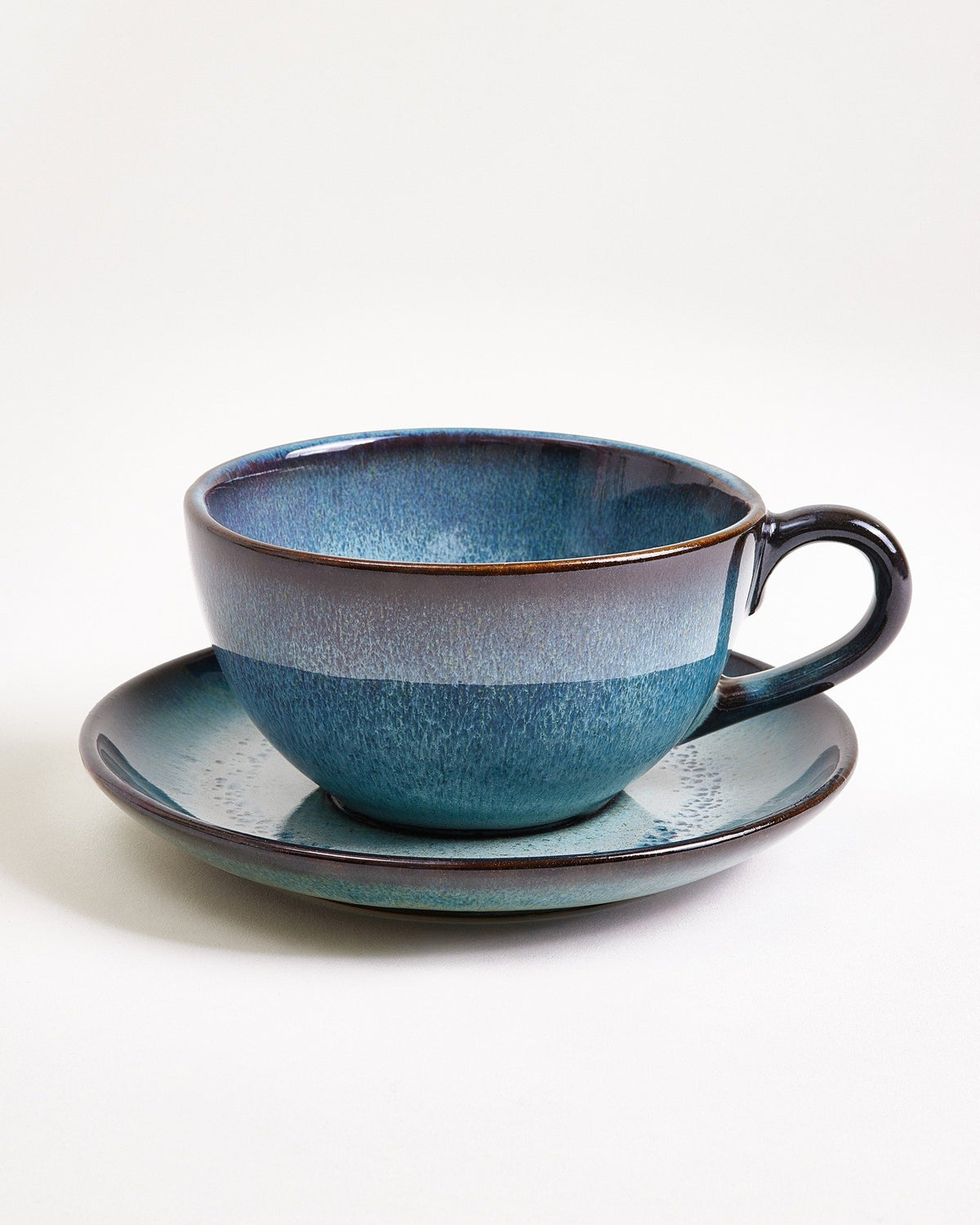 Madeira - Grande tasse à thé et soucoupe classique vert-bleu