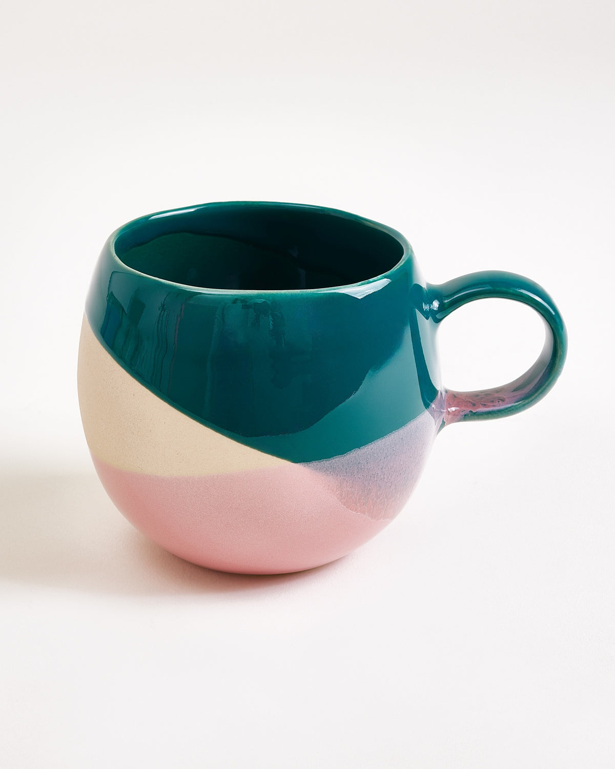 Bica - Large mug dark green sand pink