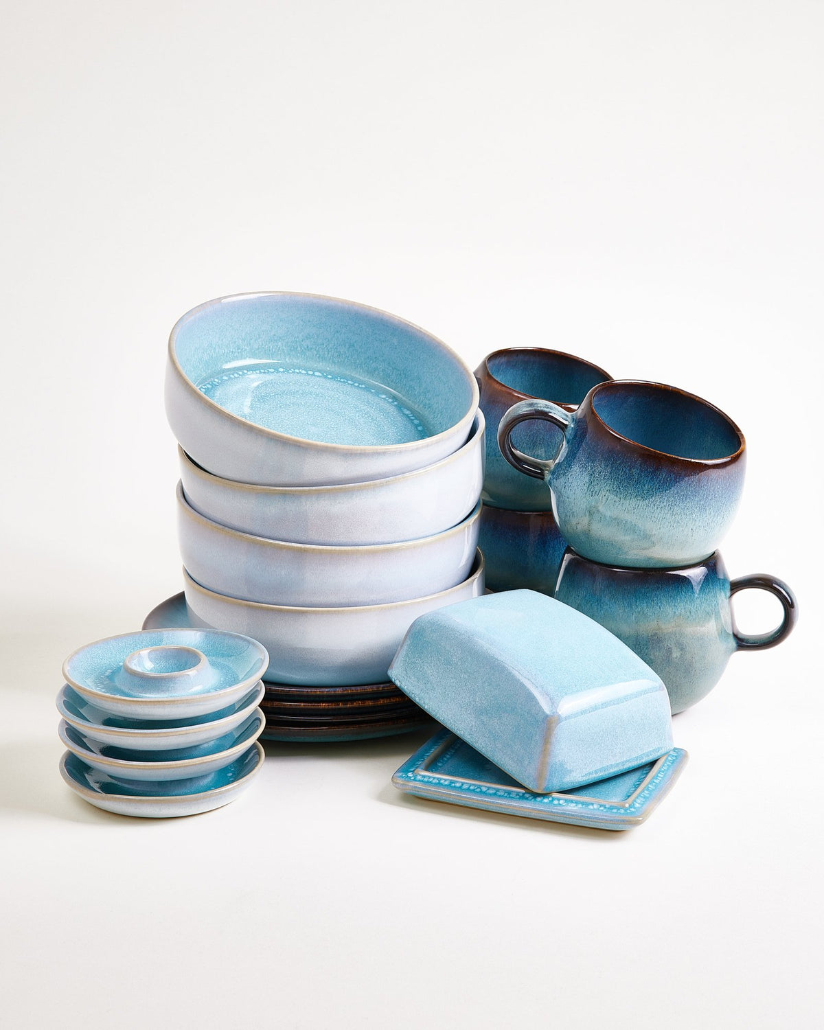 Tableware set Blue Horizon aqua green-blue 17 pieces