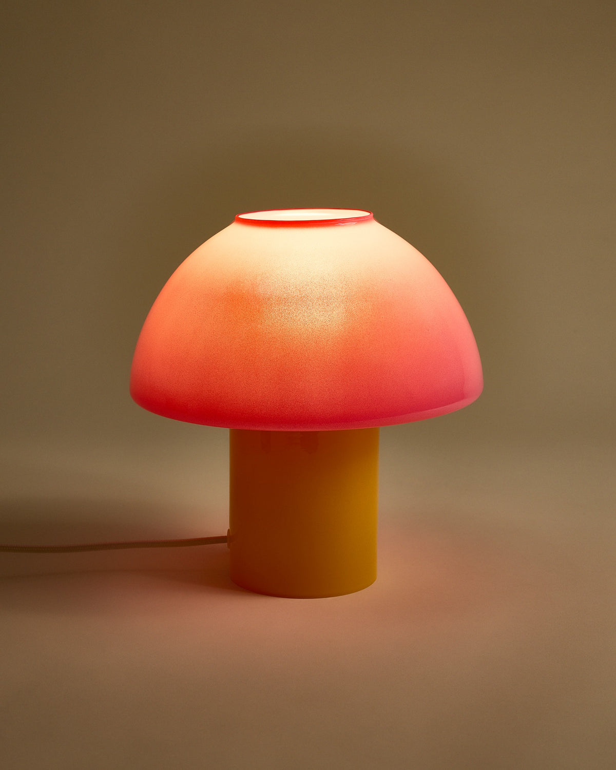 Cogumelo - Lampada in vetro rosa giallo