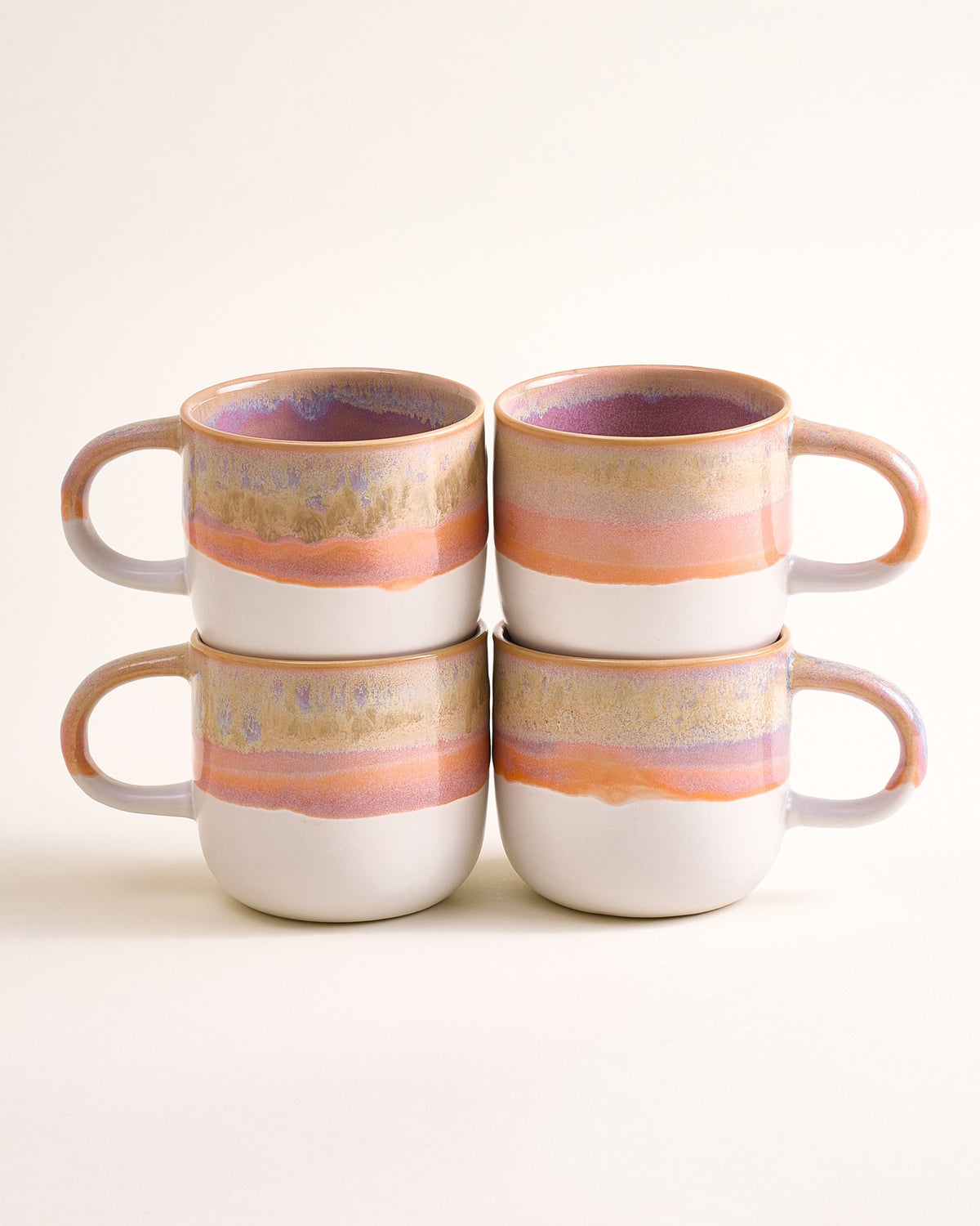Coimbra Tasse groß lila orange 4er-Set
