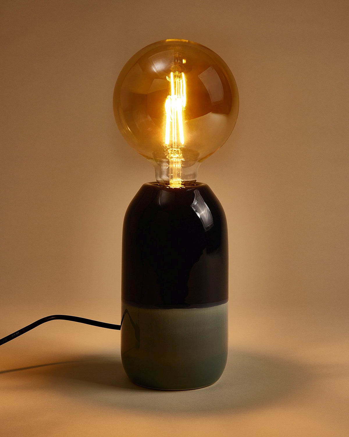 Farol Keramiklampe dunkelblau graublau
