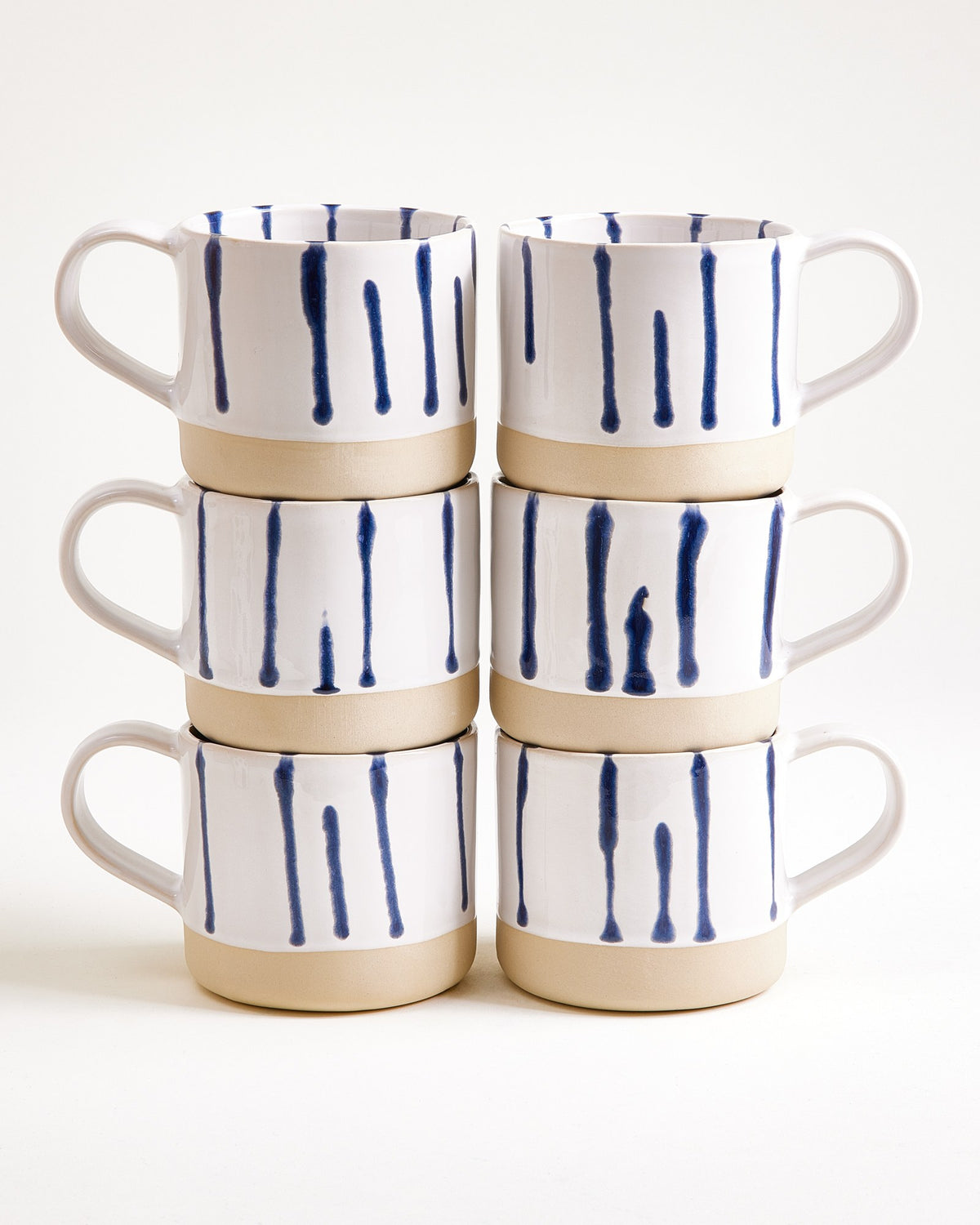 Nódoa Tasse groß gestreift weiß blau 6er-Set