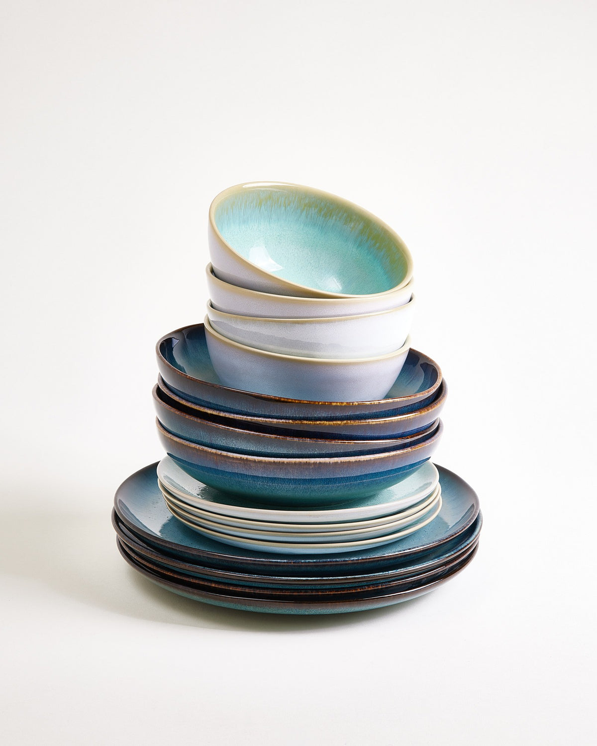 Geschirr-Set Ocean Vibes grünblau mint 16-teilig