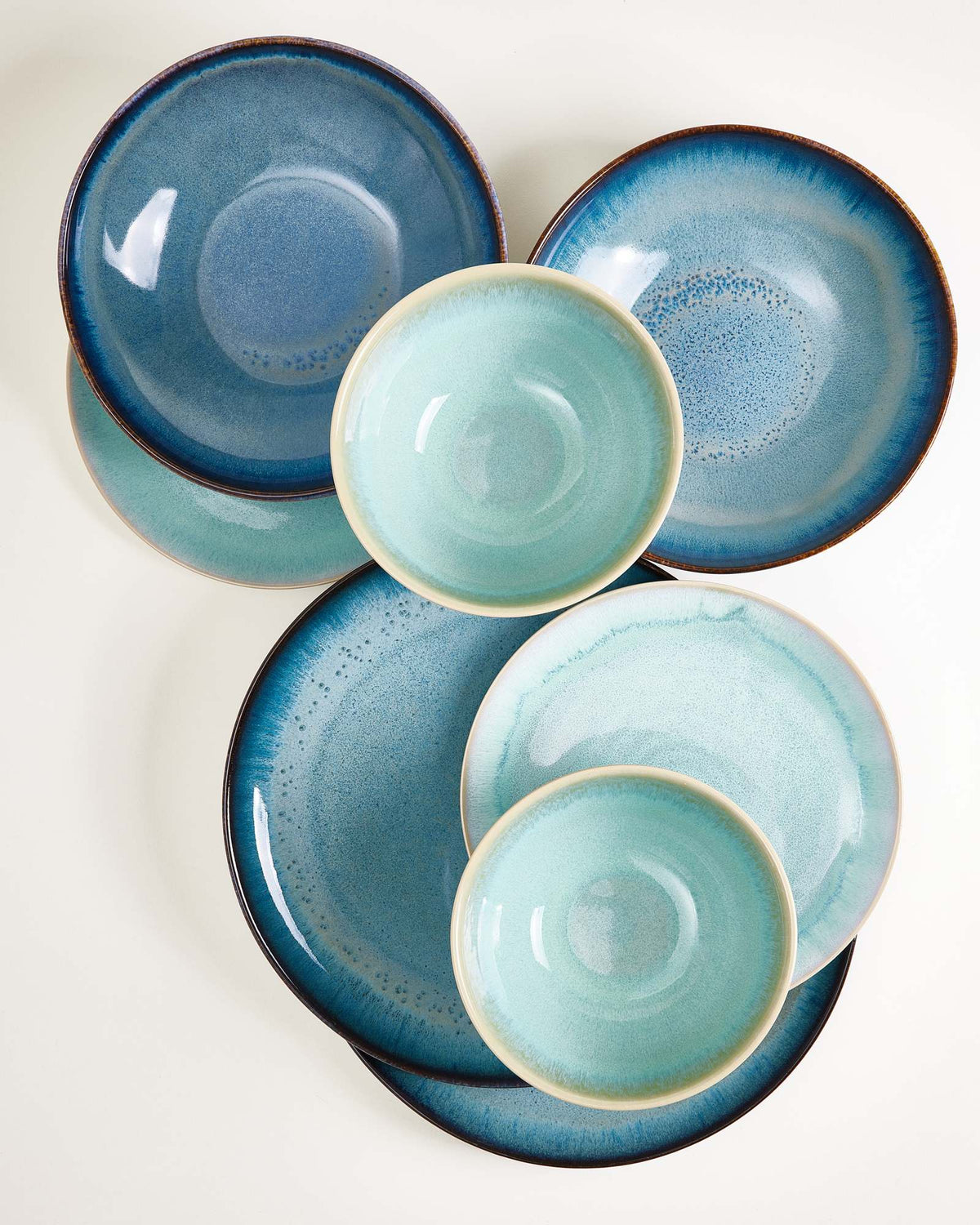 Geschirr-Set Ocean Vibes grünblau mint 16-teilig