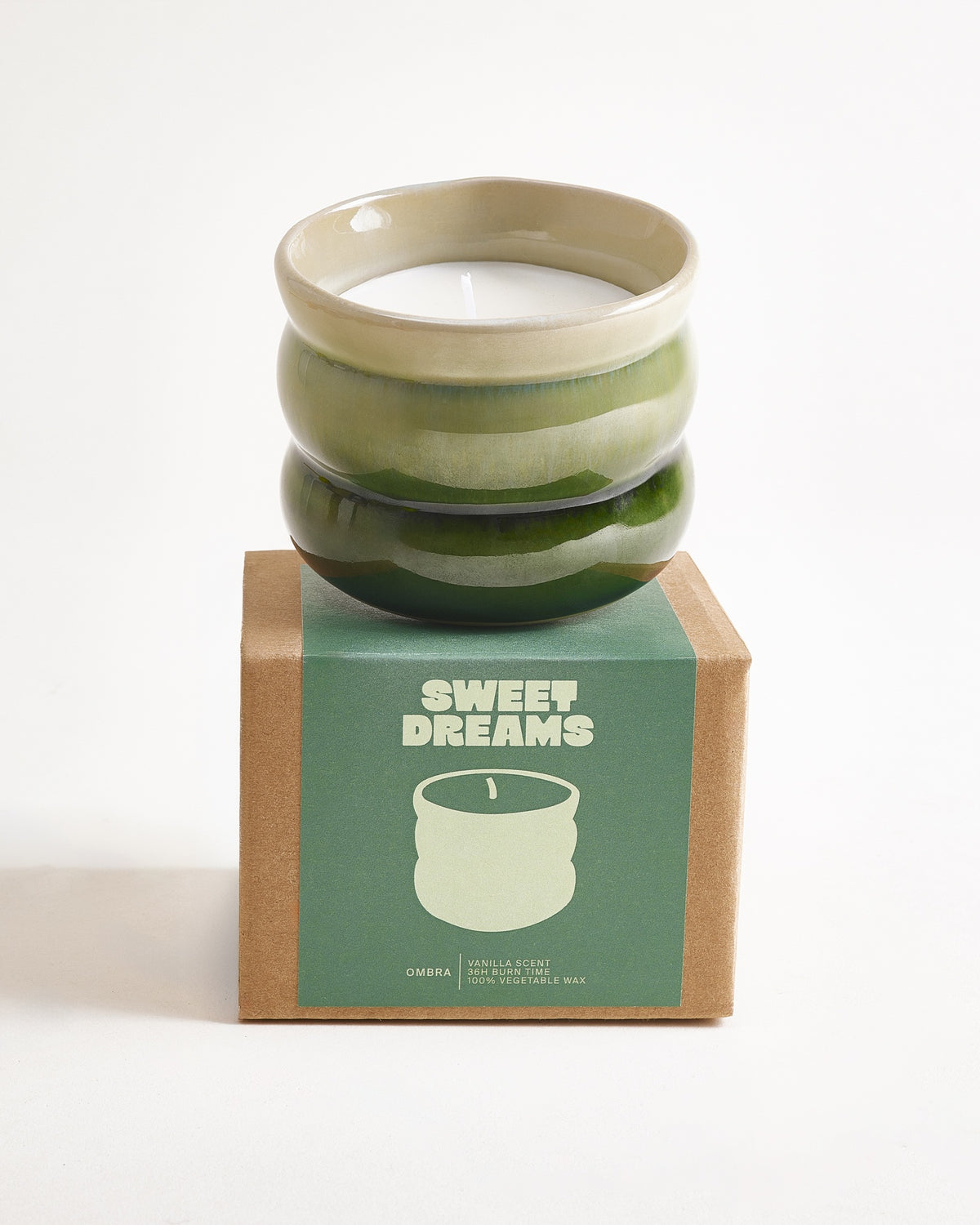 Ombra - Scented candle Sweet Dreams light green dark green