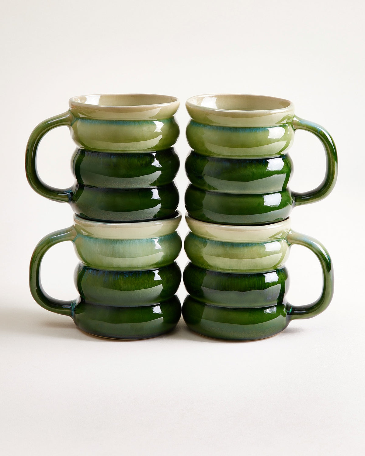 Ombra - Large mug Bubble green dark green Set of 4