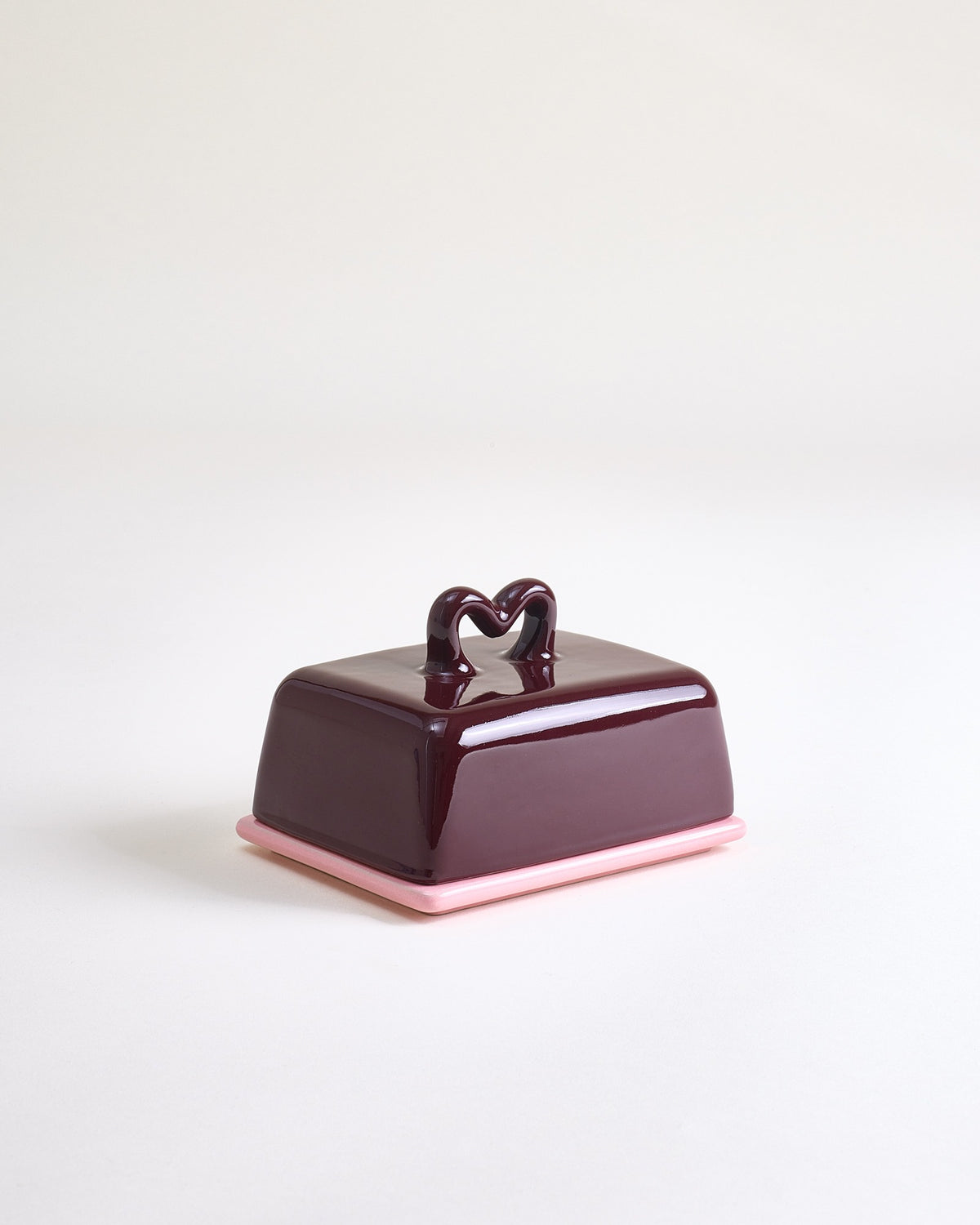 Seia Butterdose Herz burgund rosa