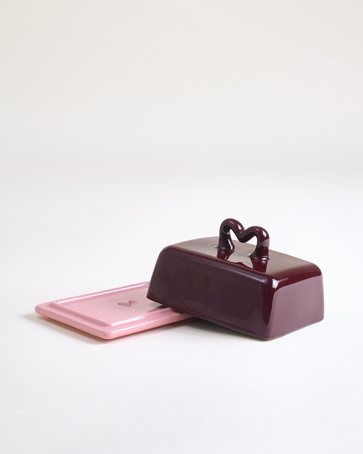 Seia Butterdose Herz burgund rosa