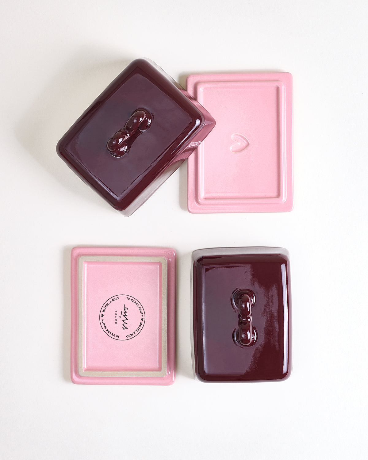 Seia Butterdose Herz burgund rosa