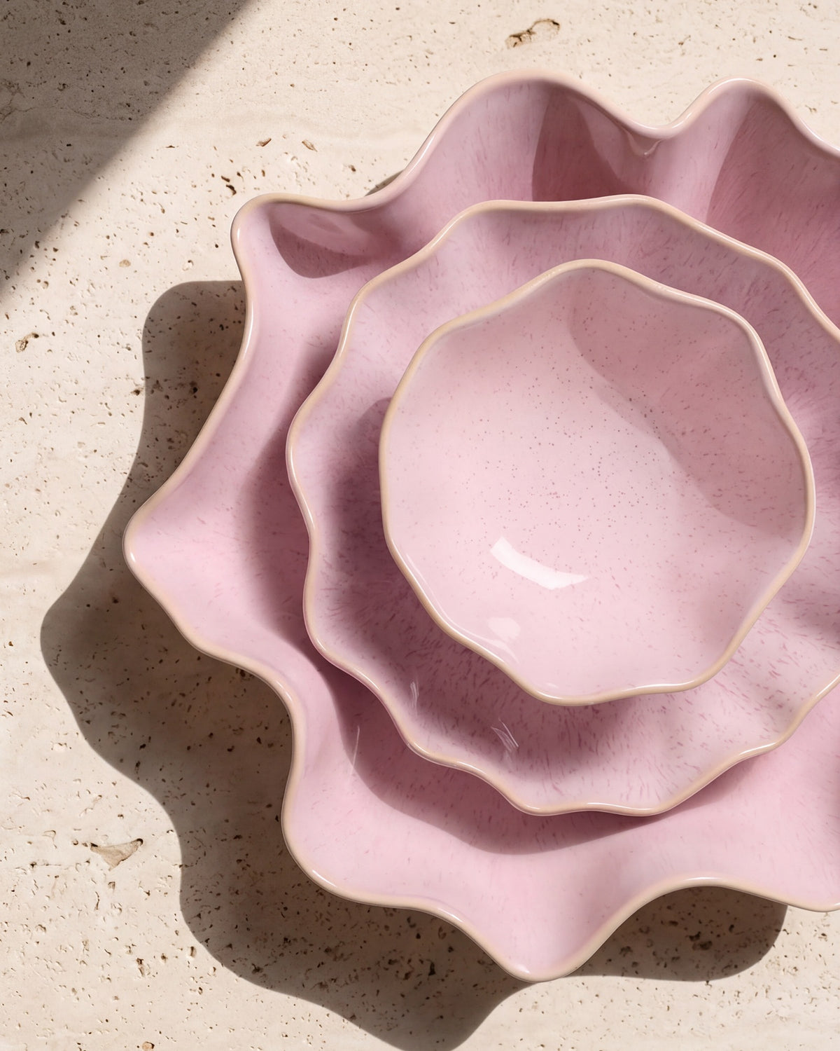 Areia - Serviesset shell rosé 3-delig
