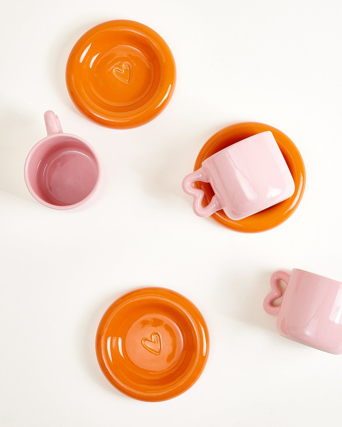 Seia Tasse & Untertasse Herz orange rosa