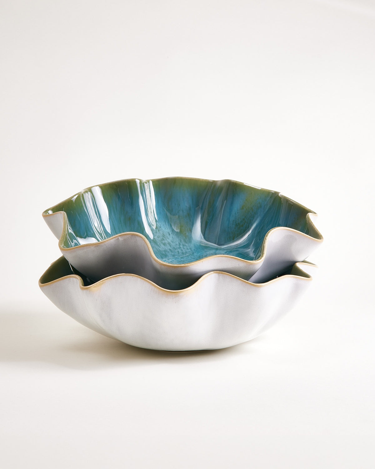 Areia - Large Serving bowl shell aqua