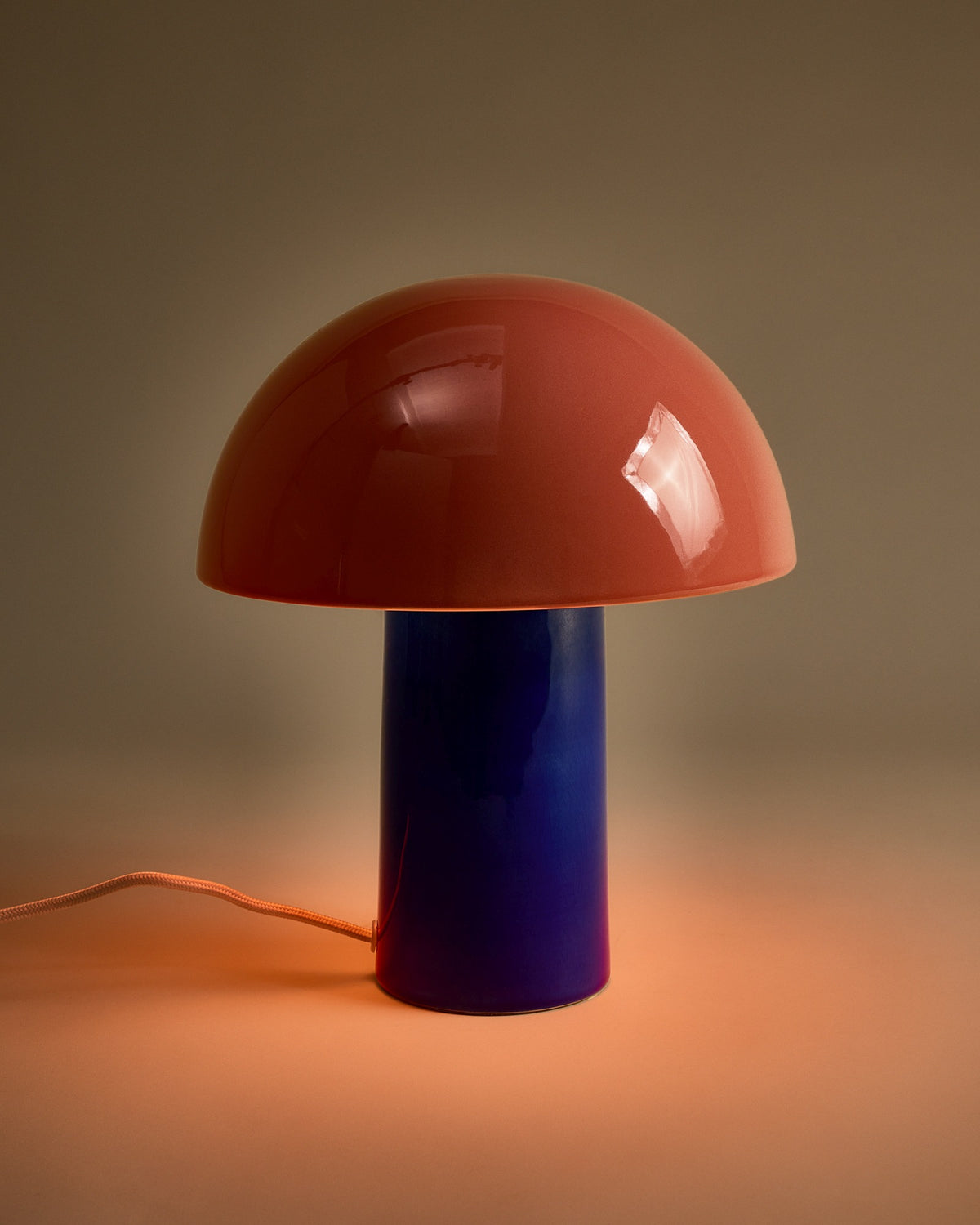 Cogumelo Keramiklampe rosa blau