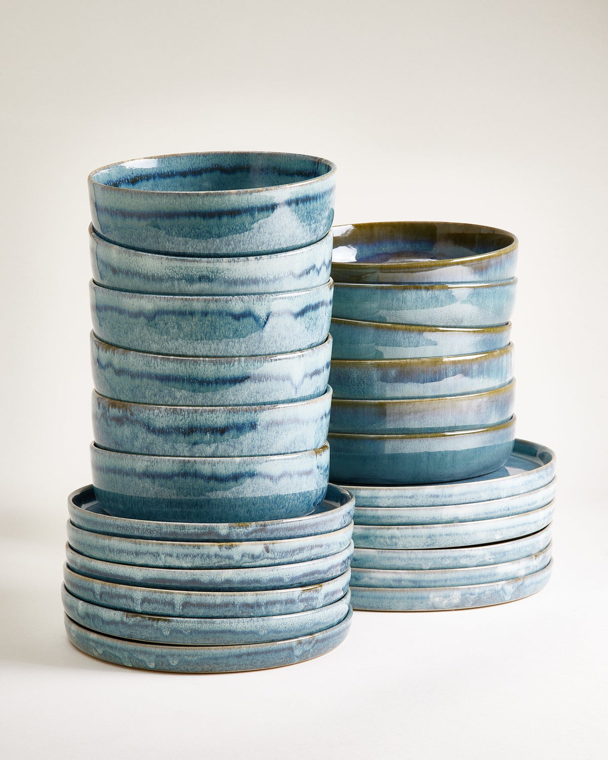 Cordoama Geschirr-Set modern grünblau 24-teilig