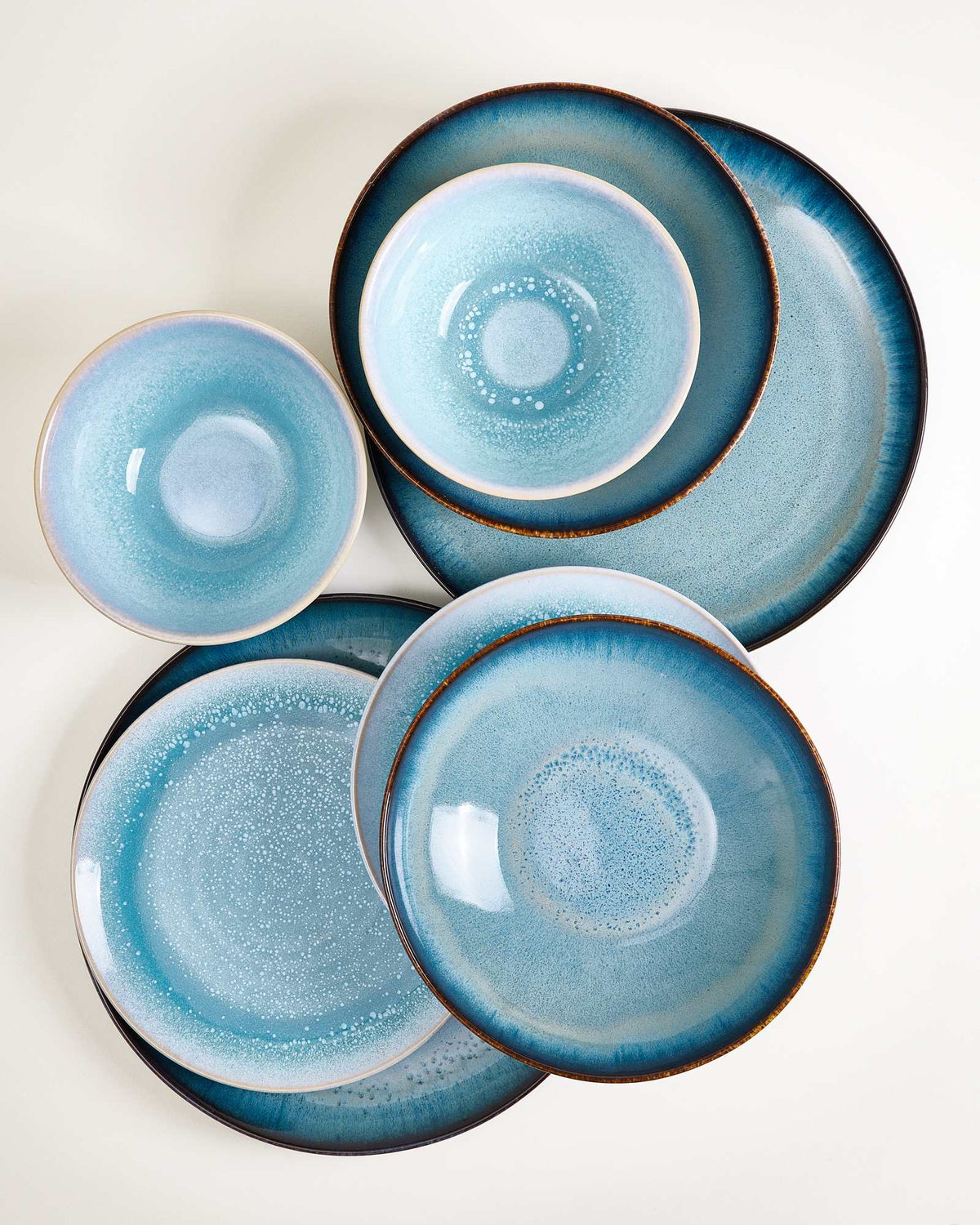 Tableware set Soft Tide aqua green-blue 8 pieces