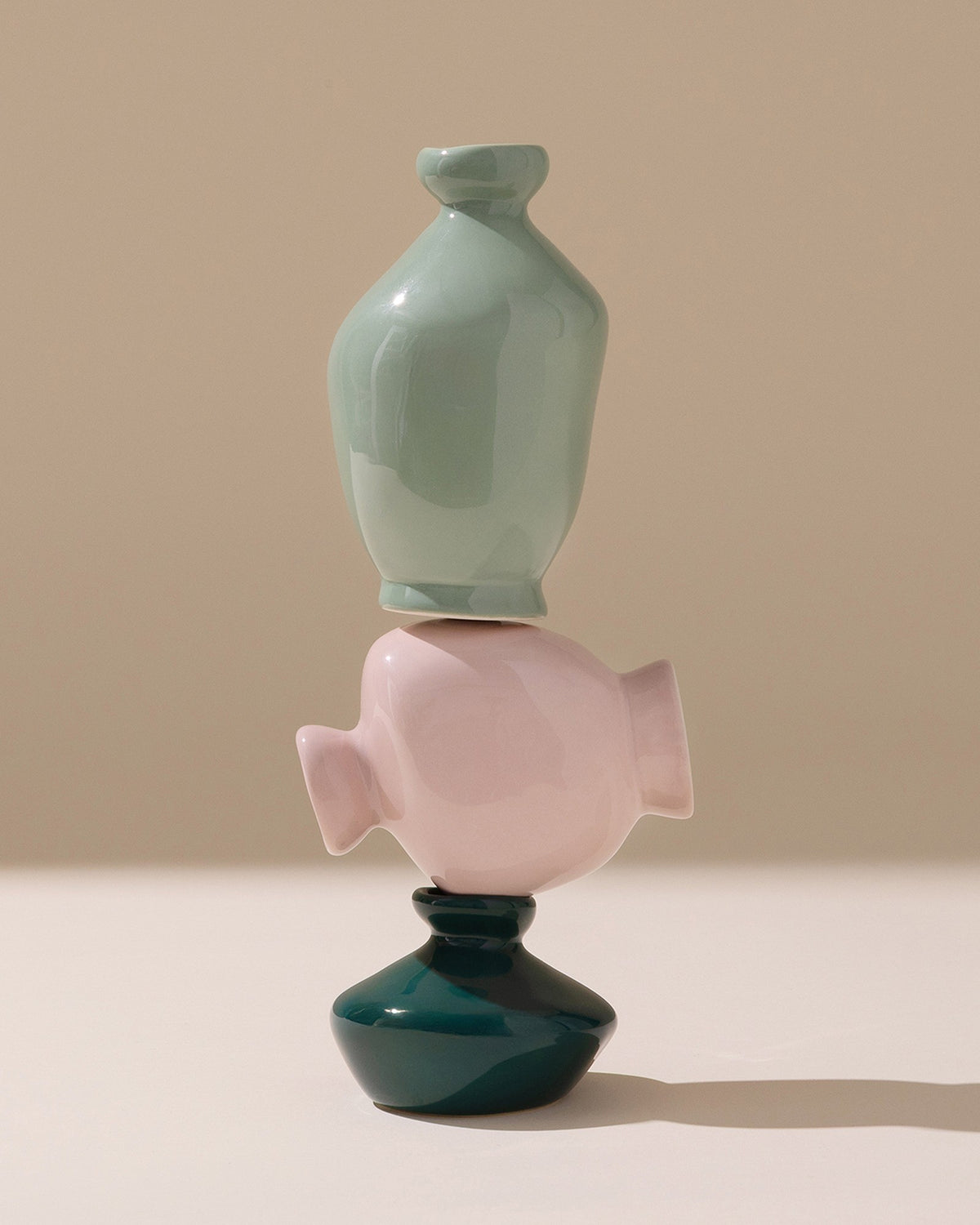 Mino Vase S 3er-Set dunkelgrün lila salbei