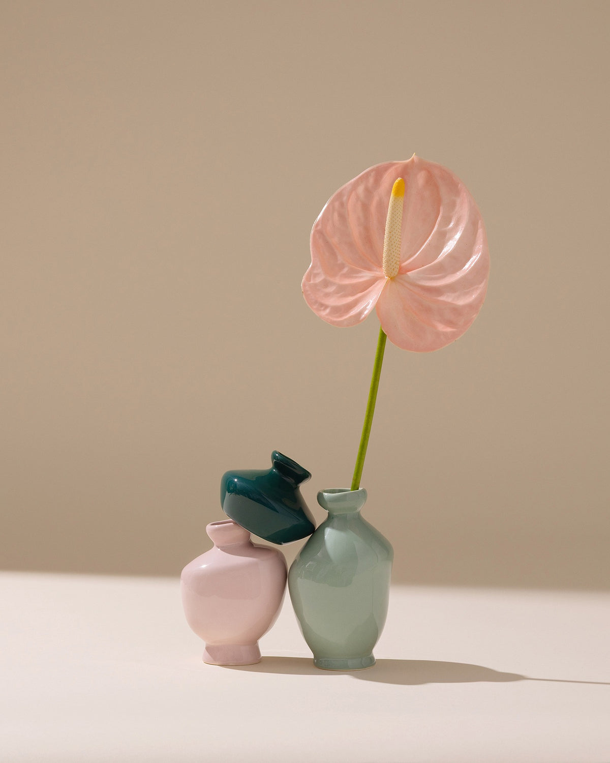 Mino Vase S 3er-Set dunkelgrün lila salbei