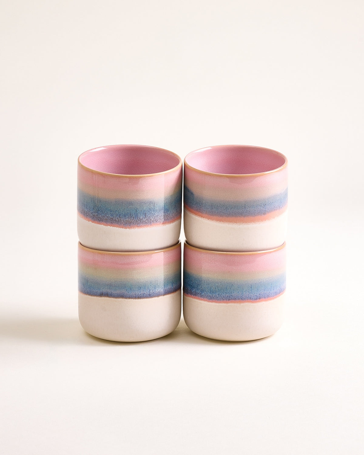 Nódoa - Large cup dipped pink green Set of 4