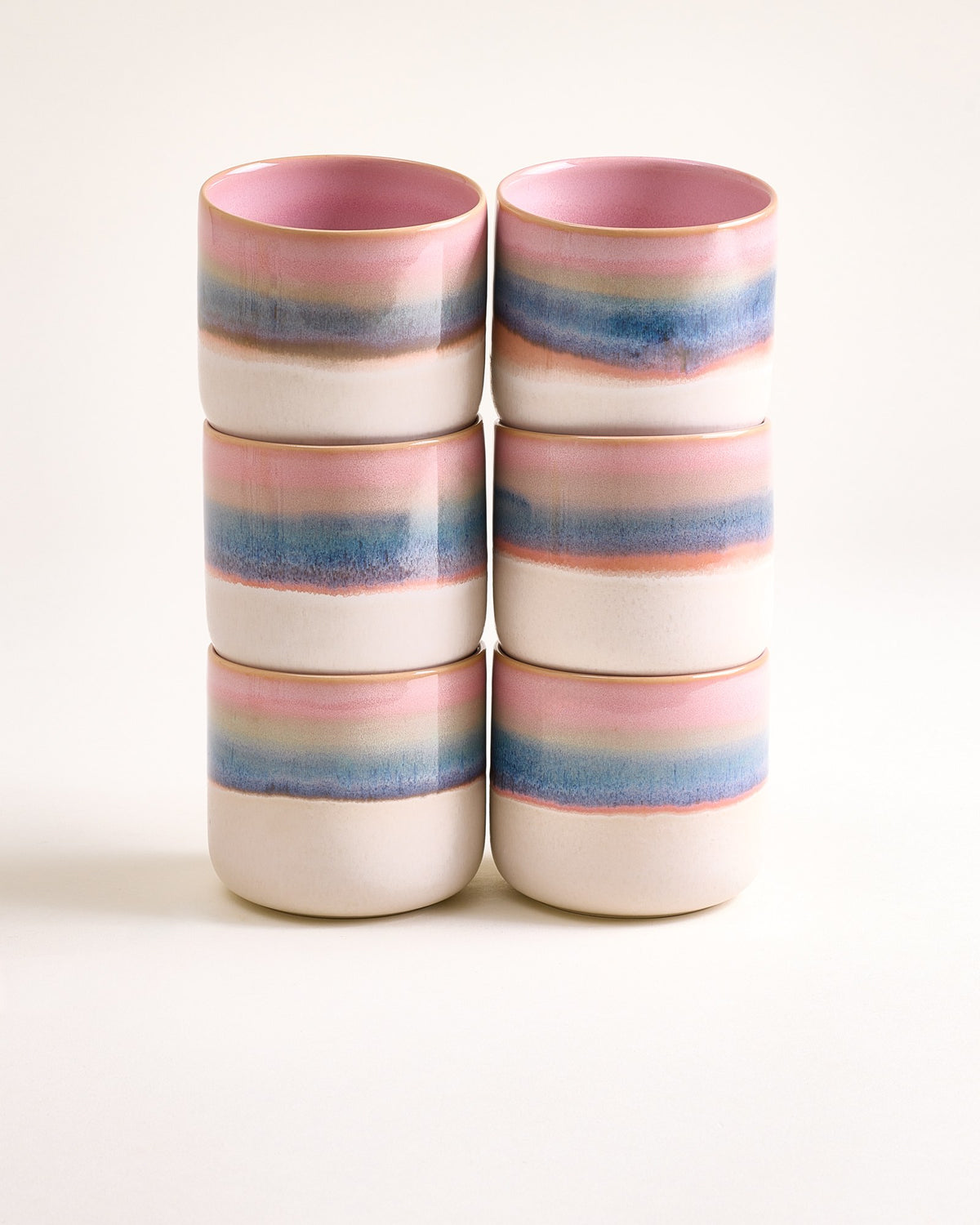 Nódoa - Large cup dipped pink green Set of 6