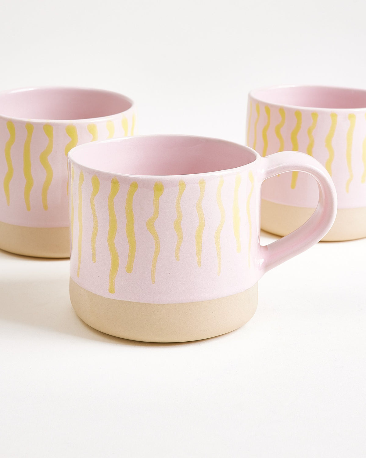 Nódoa Tasse groß gestreift rosa gelb 4er-Set