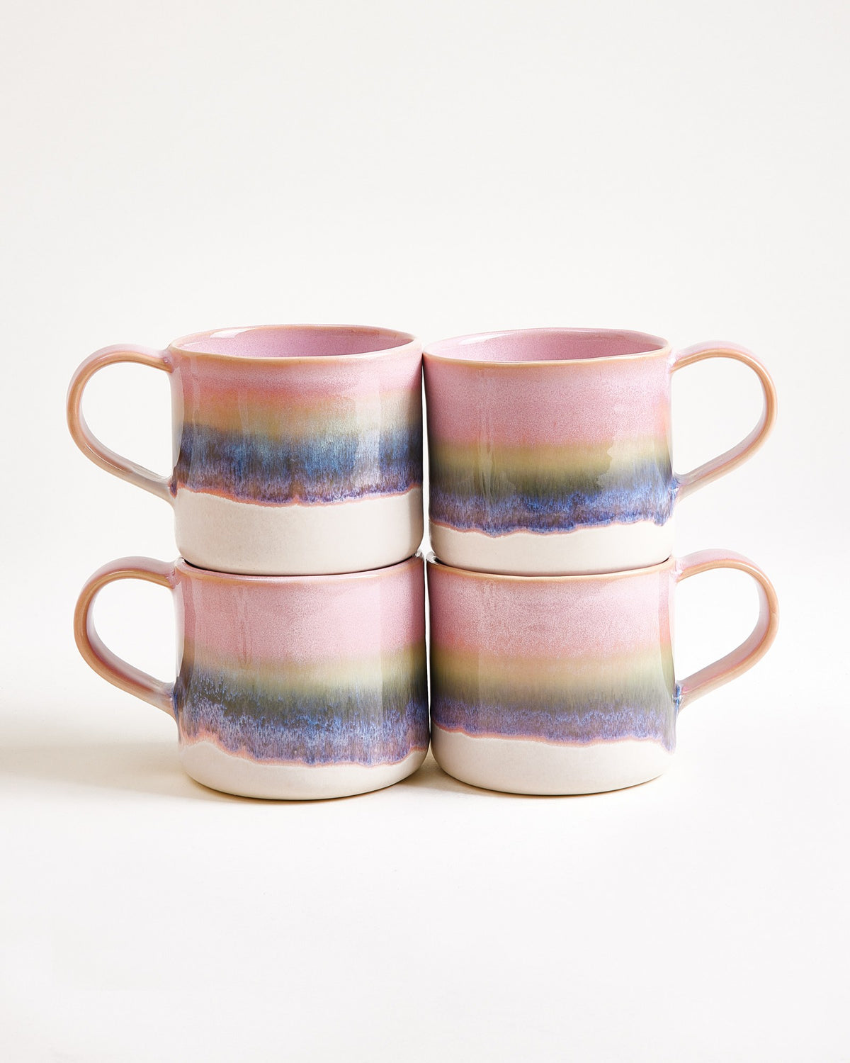 Nódoa Tasse groß dipped rosa grün 4er-Set