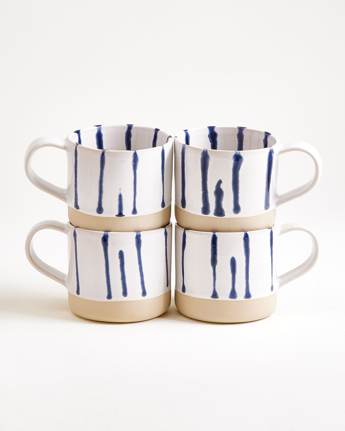 Nódoa Tasse groß gestreift weiß blau 4er-Set