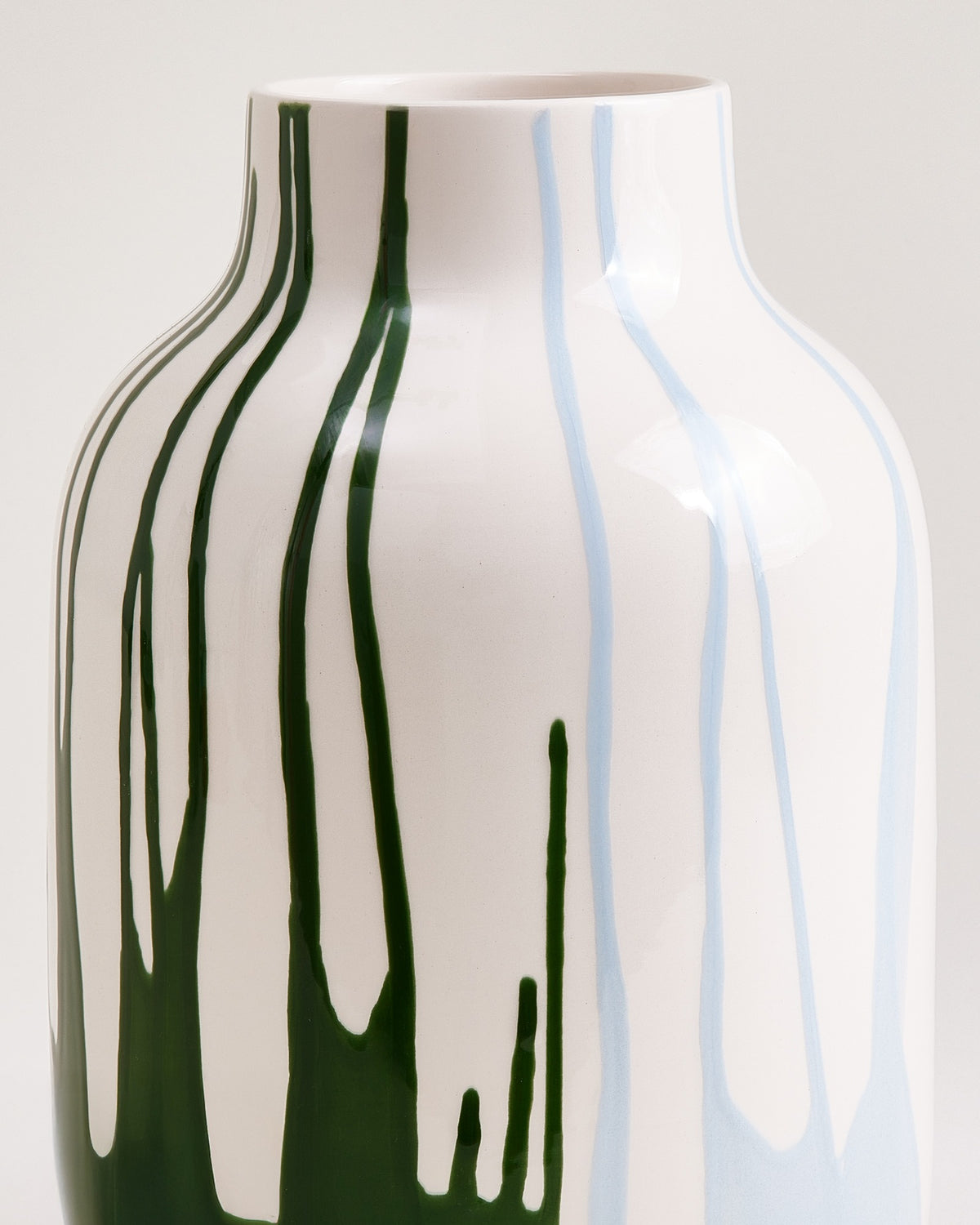 Nuno - Vase L drip dark green light blue