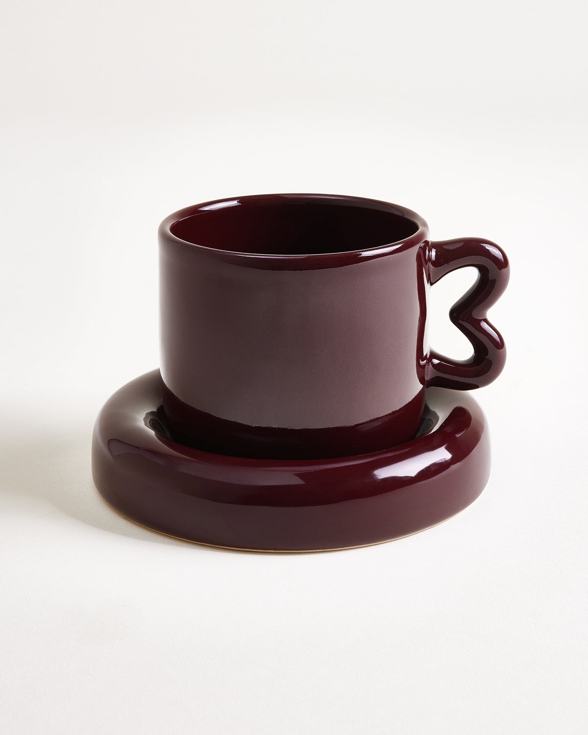 Seia - Mug & Saucer Heart Burgundy