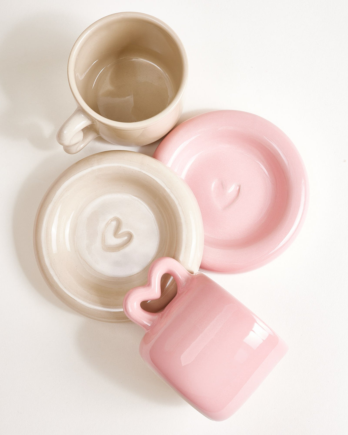 Seia Tasse & Untertasse Herz rosa sand